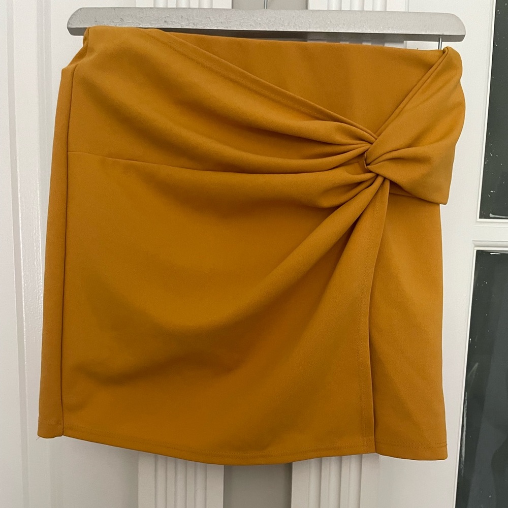 Mustard cute bow detail mustard skirt - Papaya